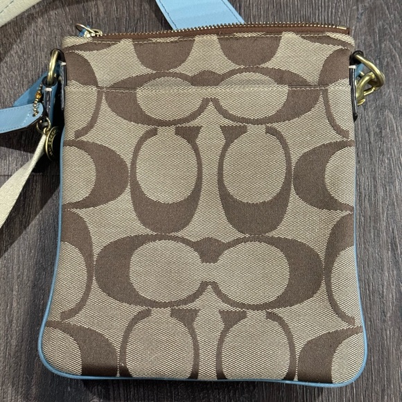 COACH Brown With Blue Signature Crossbody Handbag - Picture 6 of 14